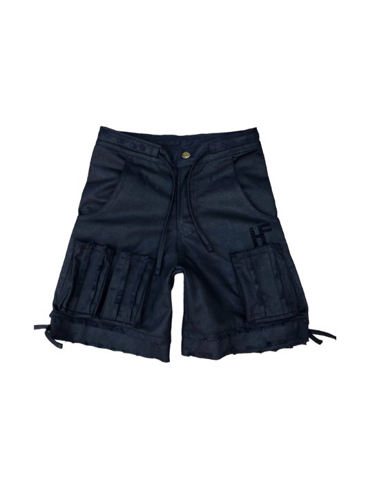 Distressed cargo shorts